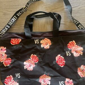 Victoria's Secret Floral Tote Bag Large Canvas Weekender Bag 2018 VS Tote